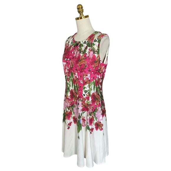 Roz & Ali Women’s Floral Bodice Sleeveless Fit Flare Stretch Sheath Dress Sz 12 - Picture 4 of 10